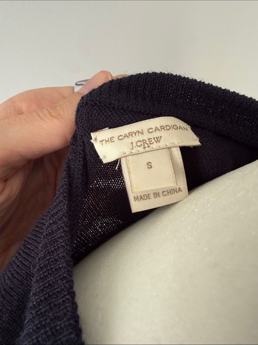 J. Crew Factory Navy Crewneck Cardigan with Gold Buttons - Picture 2 of 5